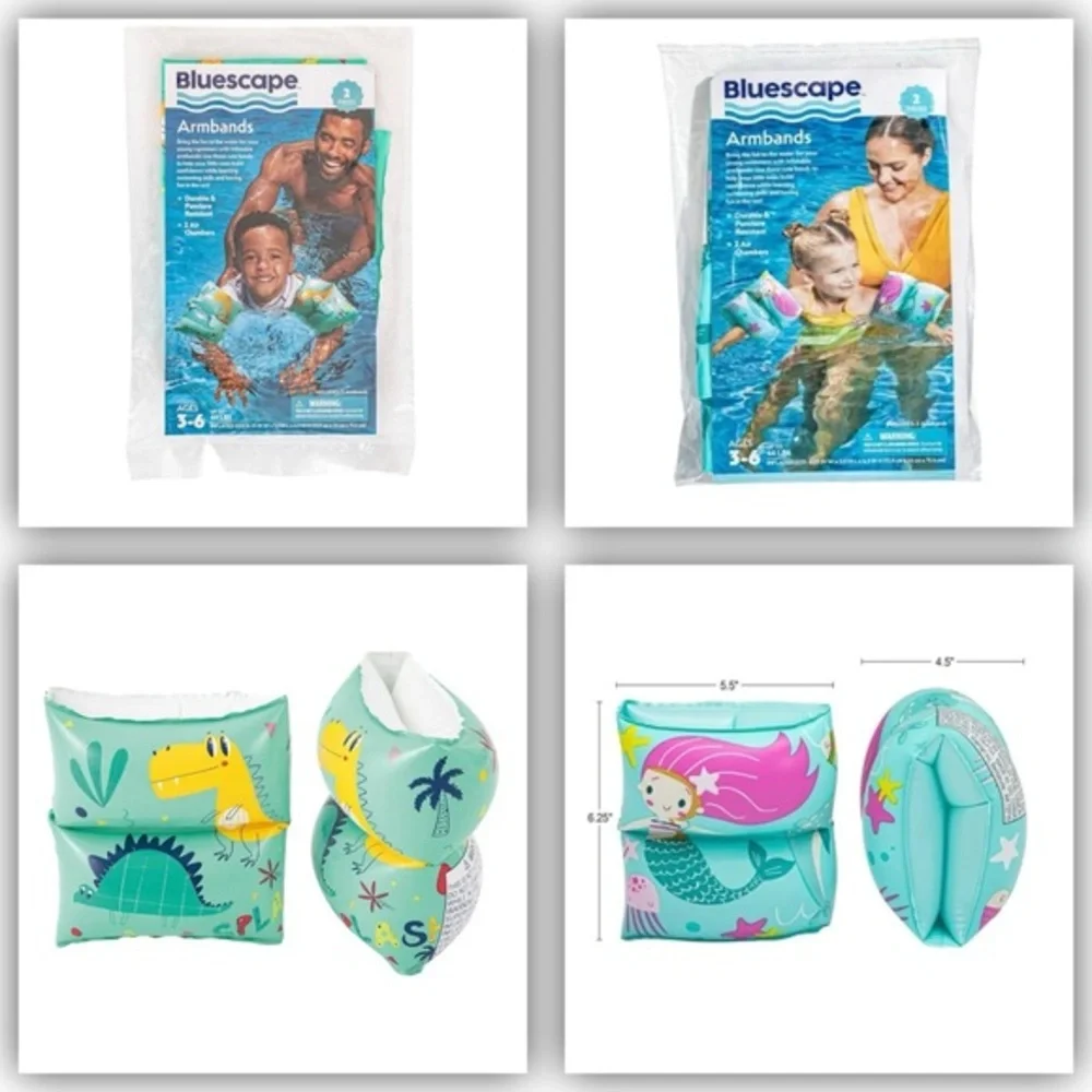 Kids Inflatable Armbands - Blue and Yellow (2 packs of boy and girl floats) - Picture 1 of 1